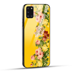 Samsung Galaxy A31 Back Cover Yellow Flowers Printed Glass Case