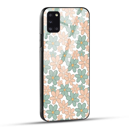 Samsung Galaxy A31 Back Cover Aesthetic Flowers Printed Glass Case
