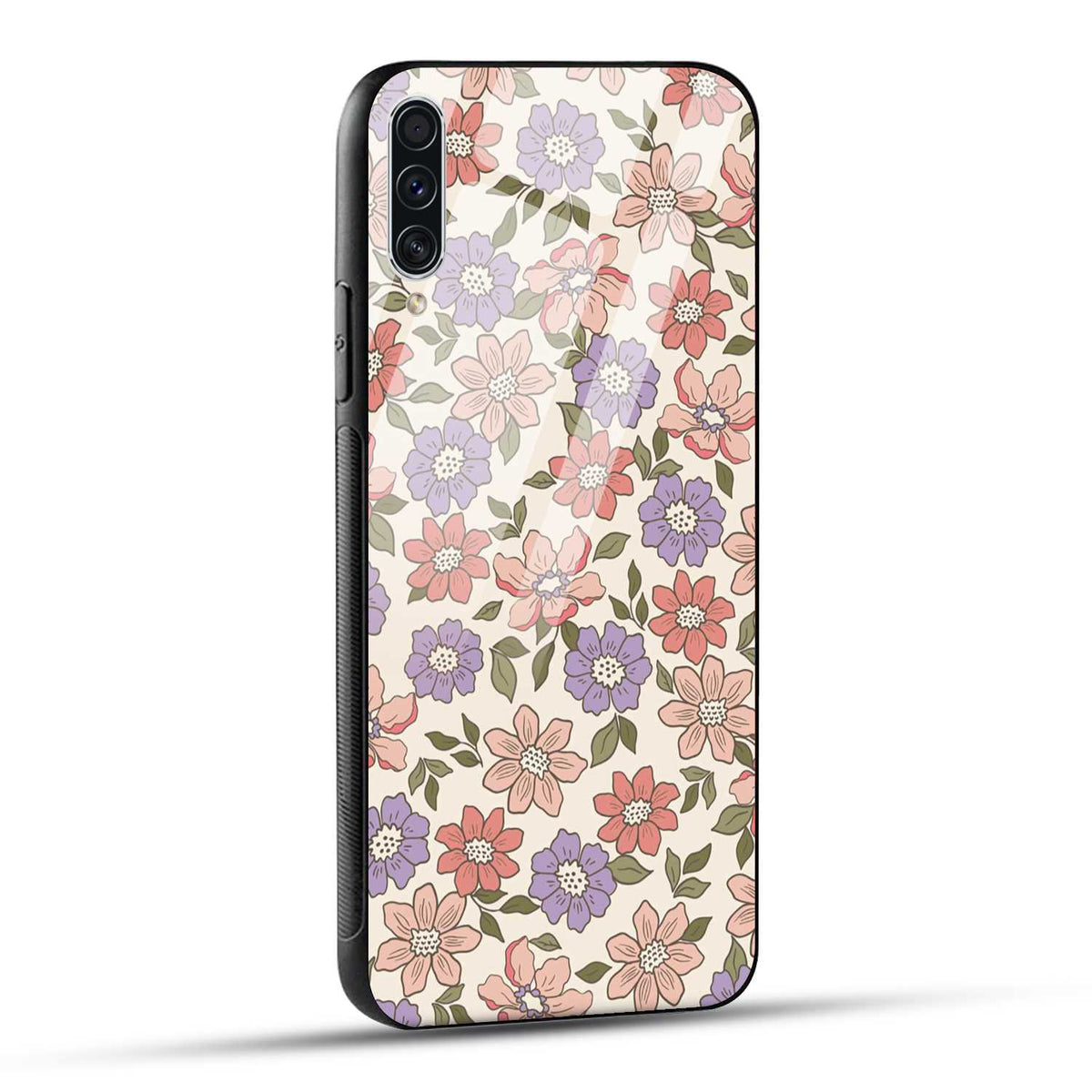 Samsung Galaxy A70 Back Cover Flowers In Retro  Printed Glass Case