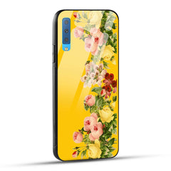 Samsung Galaxy A7 2018 Back Cover Yellow Flowers Printed Glass Case