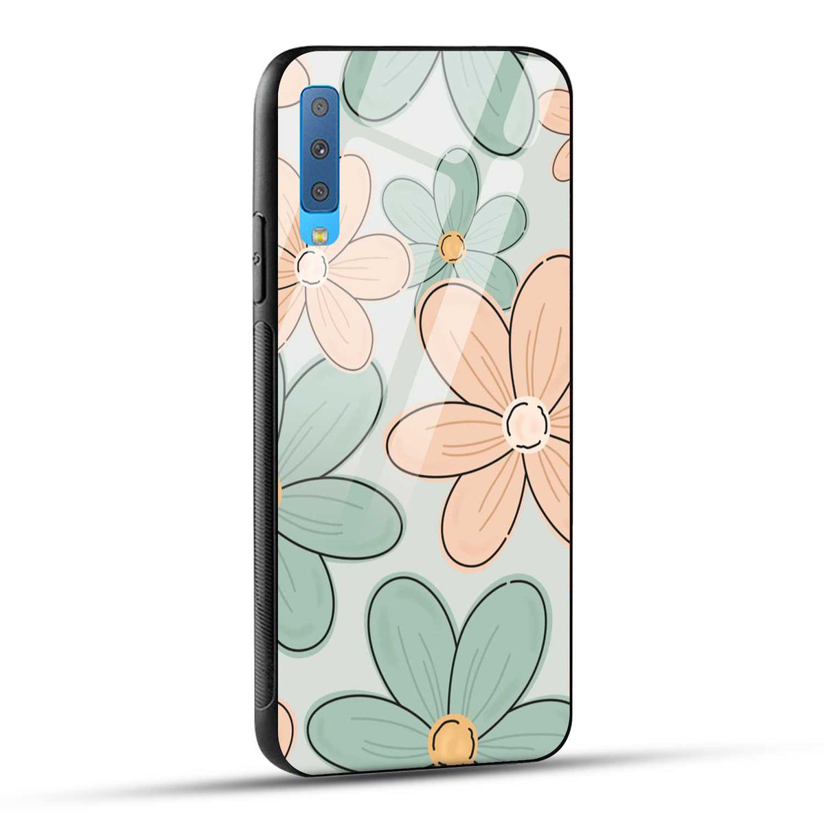 Samsung Galaxy A7 2018 Back Cover Aesthetic Flower Printed Glass Case