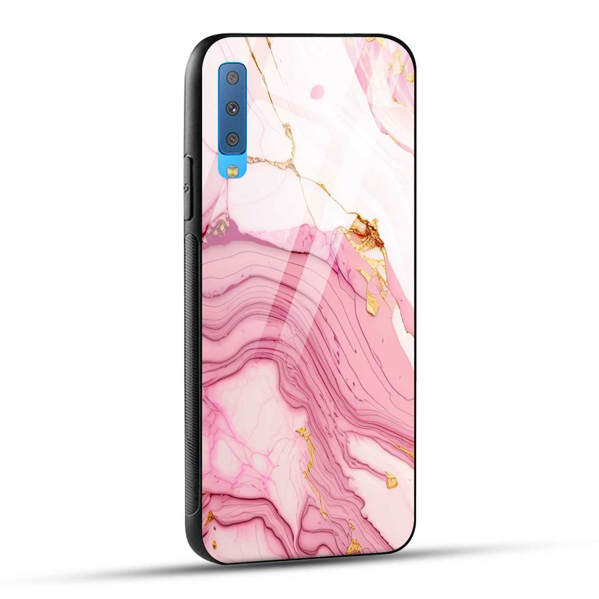 Samsung Galaxy A7 2018 Back Cover Pink Marble Printed Glass Case