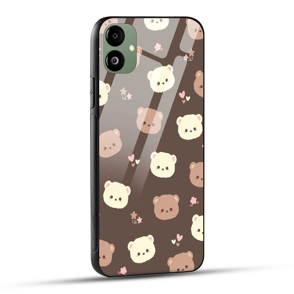 Samsung Galaxy F14 5G Back Cover Brown Illustration Cute Bear Pattern Printed Glass Case