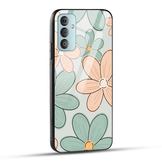 Samsung Galaxy F23 5G Back Cover Aesthetic Flower Printed Glass Case