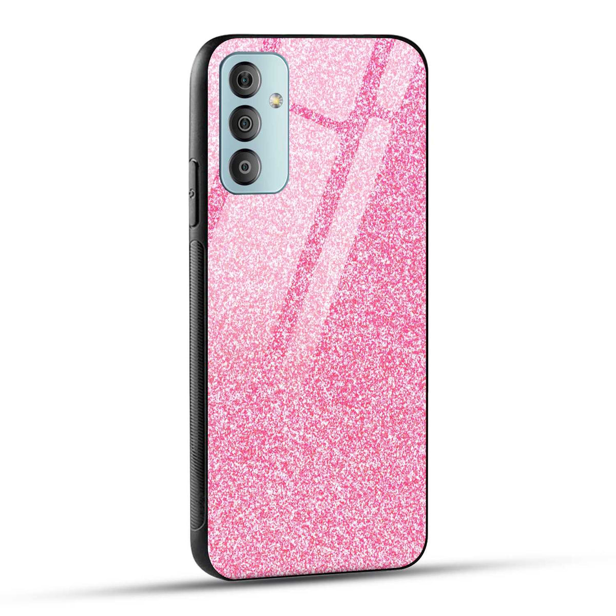 Samsung Galaxy F23 5G Back Cover Pink Glitter Printed Glass Case