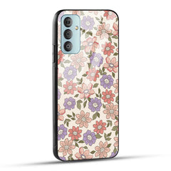 Samsung Galaxy F23 5G Back Cover Flowers In Retro  Printed Glass Case