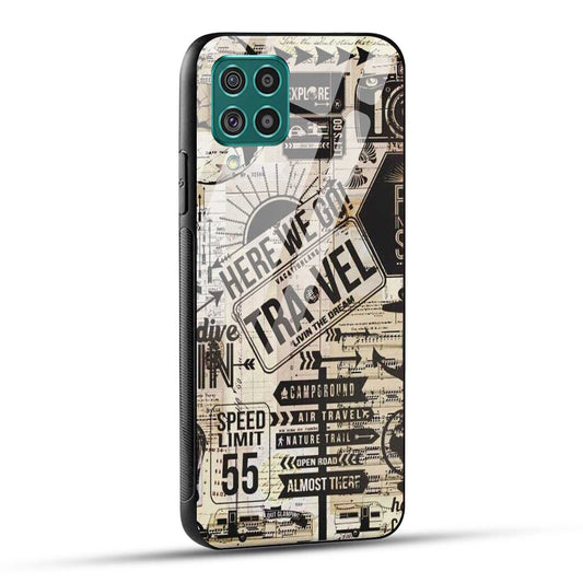 Samsung Galaxy F62 Back Cover Here We Go Travel Printed Glass Case