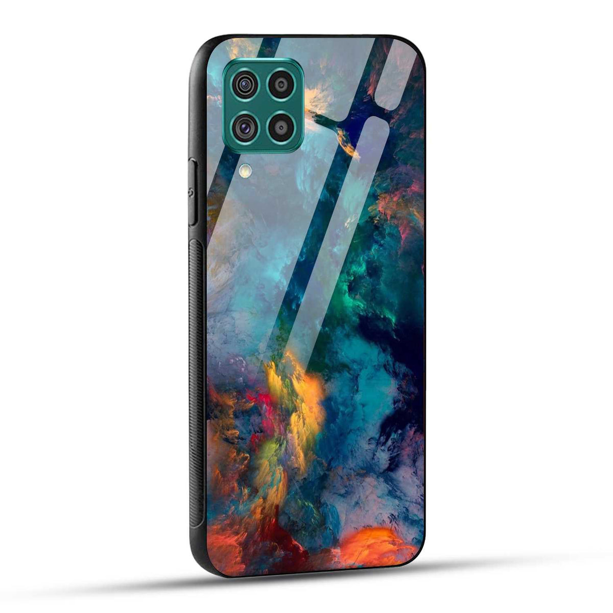 Samsung Galaxy F62 Back Cover Abstract Color Printed Glass Case