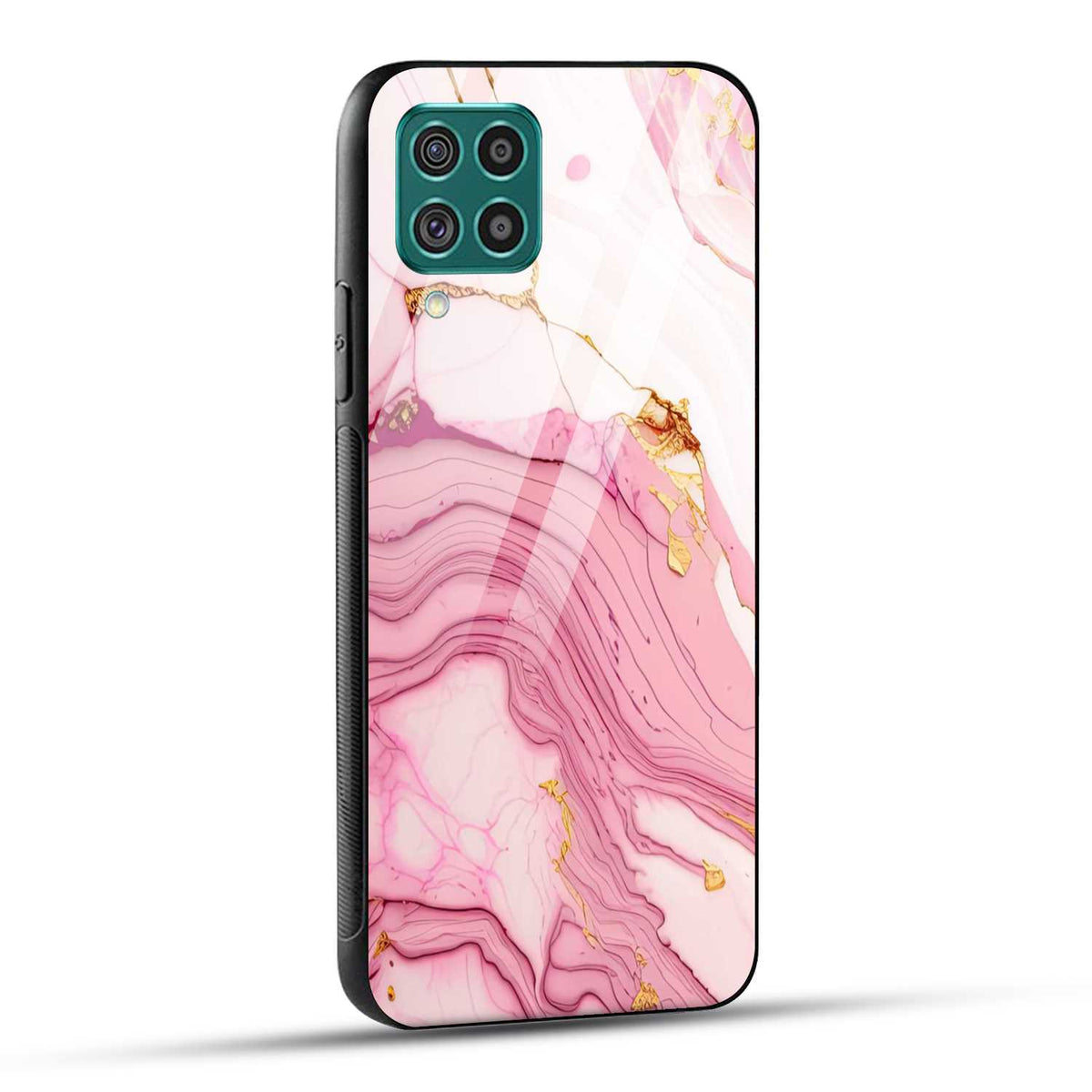 Samsung Galaxy F62 Back Cover Pink Marble Printed Glass Case