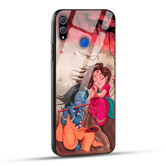 Honor 8X Back Cover Lord Krishna with His Flute & Radha Printed Glass Case