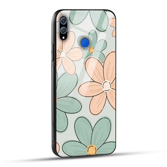 Honor 8X Back Cover Aesthetic Flower Printed Glass Case