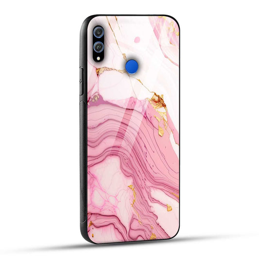 Honor 8X Back Cover Pink Marble Printed Glass Case