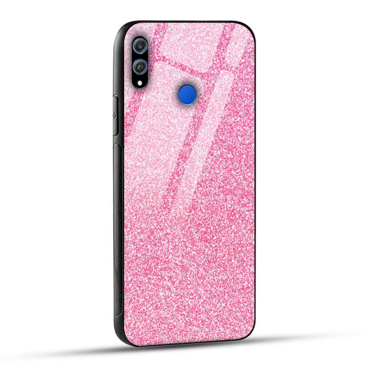 Honor 8X Back Cover Pink Glitter Printed Glass Case