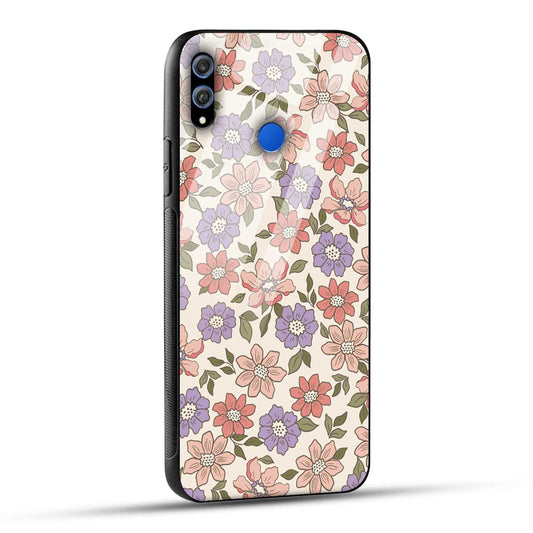 Honor 8X Back Cover Flowers In Retro  Printed Glass Case