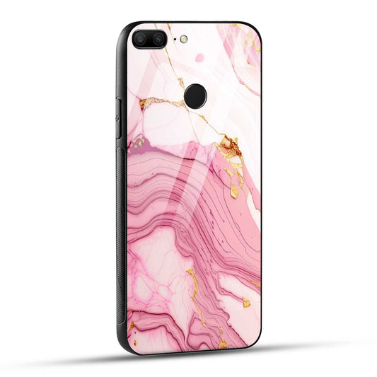 Honor 9 Lite Back Cover Pink Marble Printed Glass Case