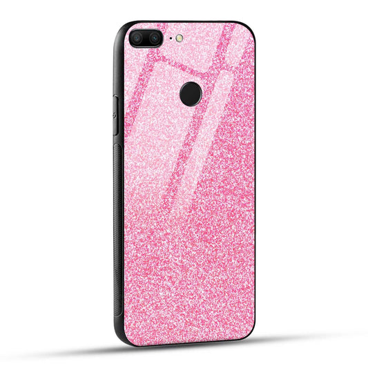 Honor 9 Lite Back Cover Pink Glitter Printed Glass Case