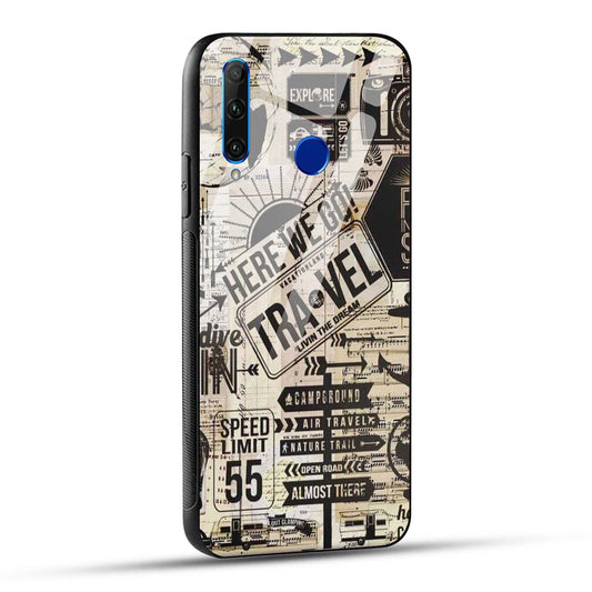 Honor 10i Back Cover Here We Go Travel Printed Glass Case