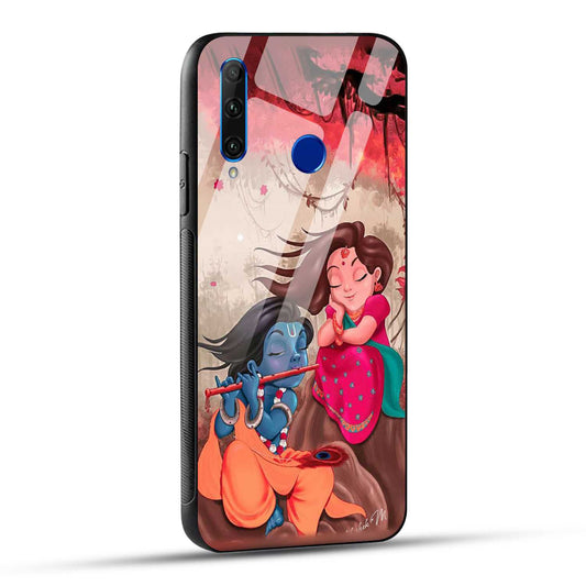 Honor 10i Back Cover Lord Krishna with His Flute & Radha Printed Glass Case