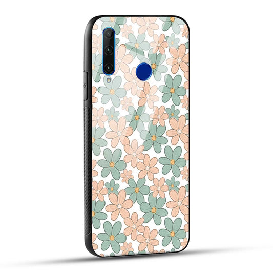 Honor 10i Back Cover Aesthetic Flowers Printed Glass Case