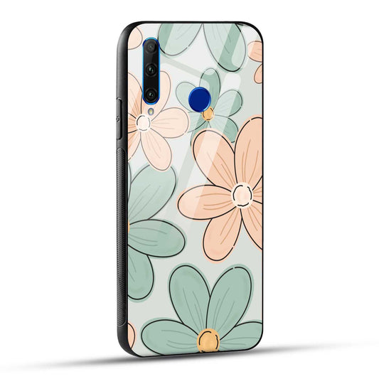 Honor 10i Back Cover Aesthetic Flower Printed Glass Case