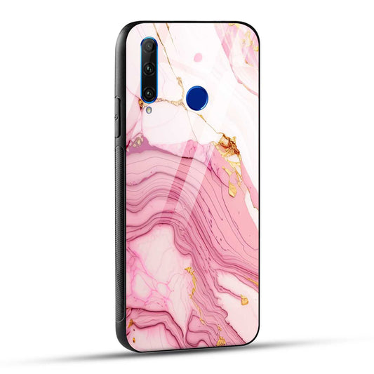 Honor 10i Back Cover Pink Marble Printed Glass Case