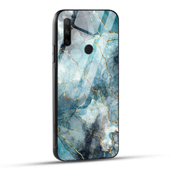 HONOR 9X Back Cover Blue Gold Illustrated Marble Printed Glass Case