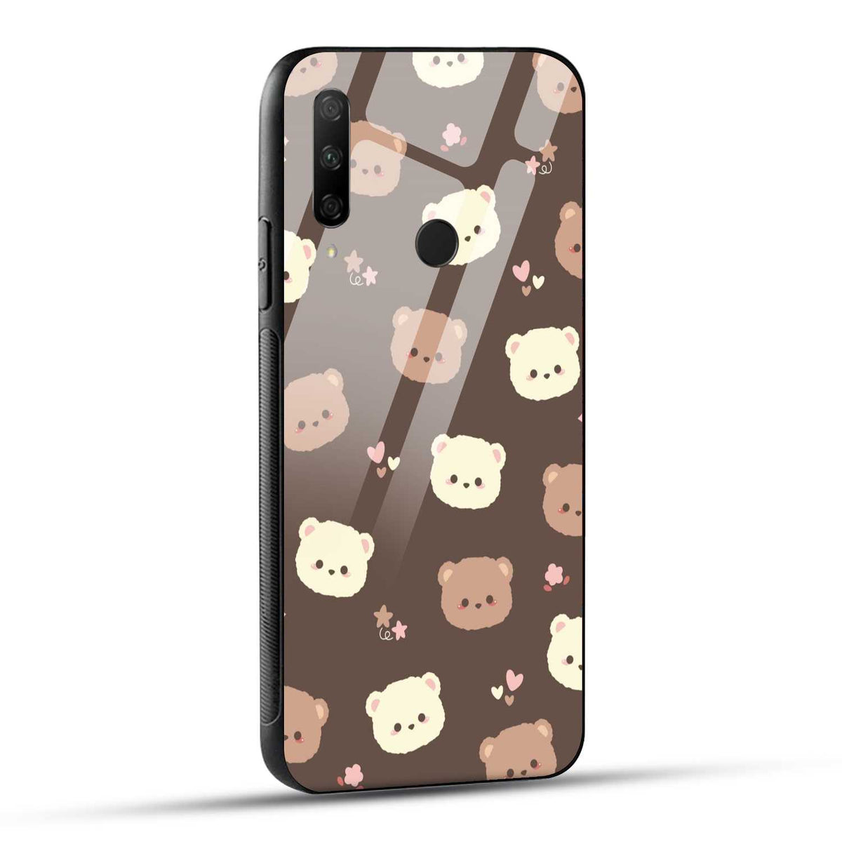HONOR 9X Back Cover Brown Illustration Cute Bear Pattern Printed Glass Case