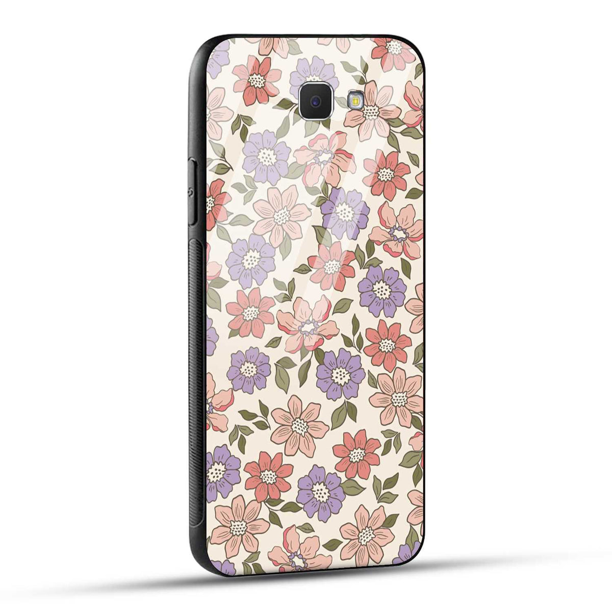 Samsung Galaxy J5 Prime Back Cover Flowers In Retro  Printed Glass Case