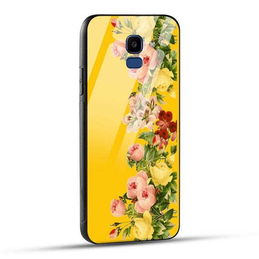 Samsung Galaxy J6 Back Cover Yellow Flowers Printed Glass Case