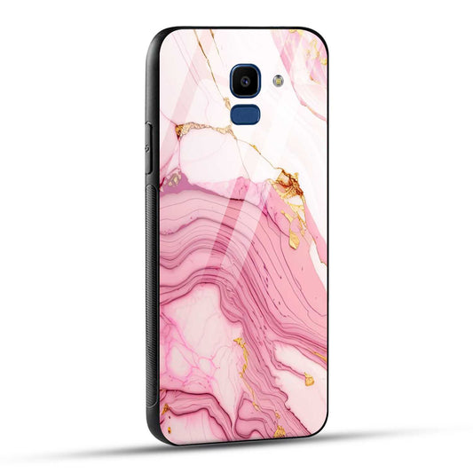 Samsung Galaxy J6 Back Cover Pink Marble Printed Glass Case