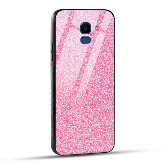 Samsung Galaxy J6 Back Cover Pink Glitter Printed Glass Case