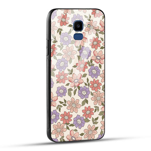 Samsung Galaxy J6 Back Cover Flowers In Retro  Printed Glass Case
