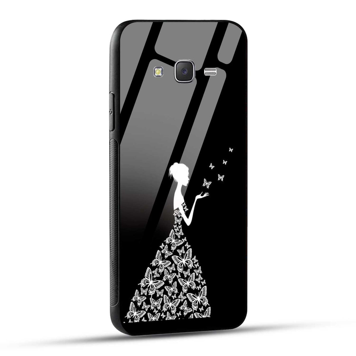 Samsung Galaxy J7 2015 Back Cover Butterfly Girl Printed Glass Case