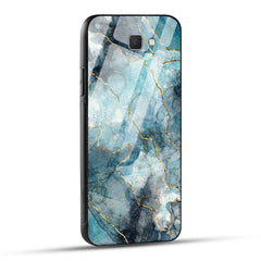 Samsung Galaxy J7 Prime Back Cover Blue Gold Illustrated Marble Printed Glass Case