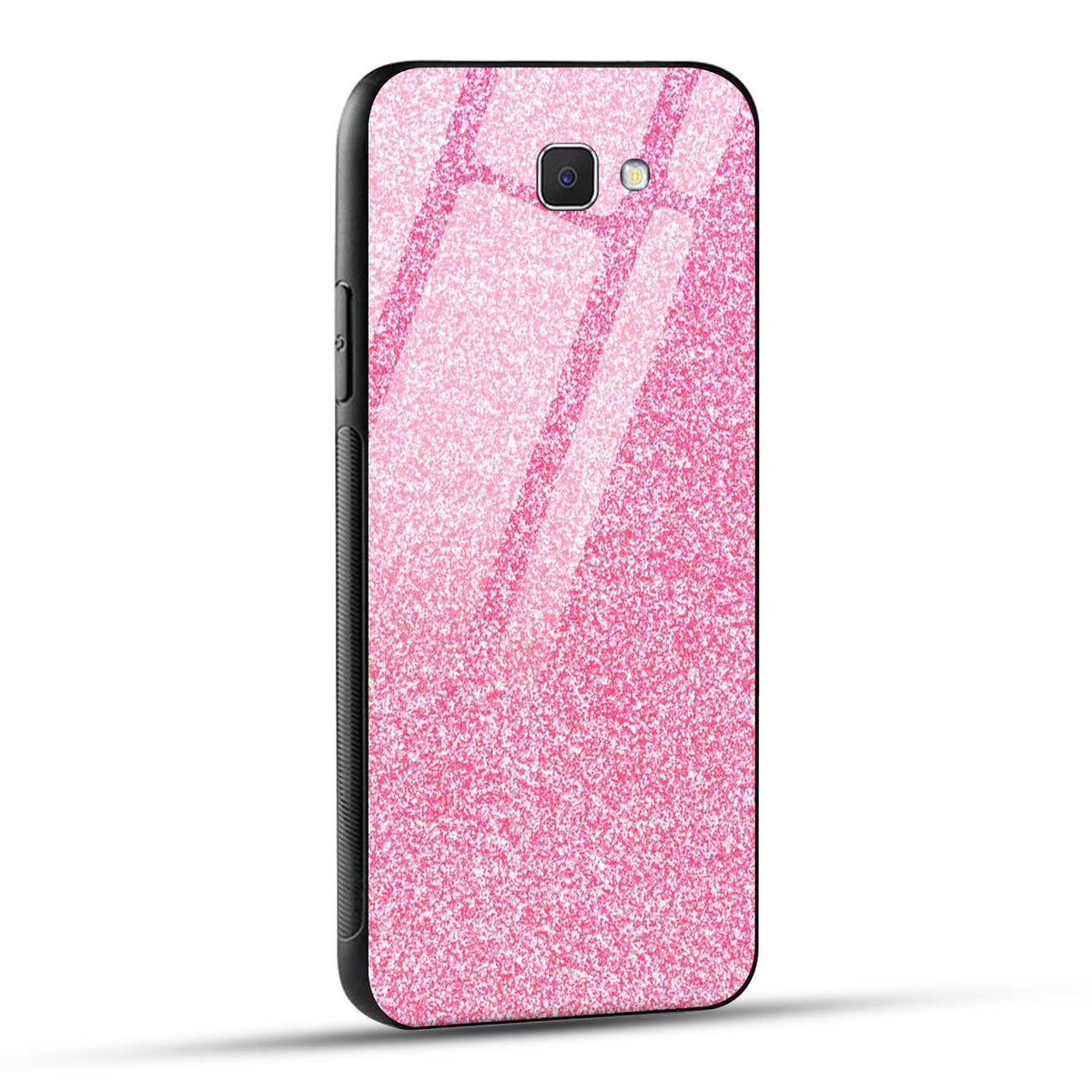 Samsung Galaxy J7 Prime Back Cover Pink Glitter Printed Glass Case