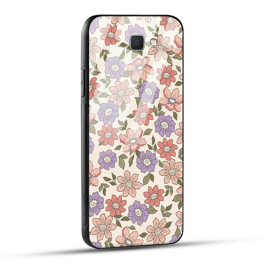 Samsung Galaxy J7 Prime Back Cover Flowers In Retro  Printed Glass Case