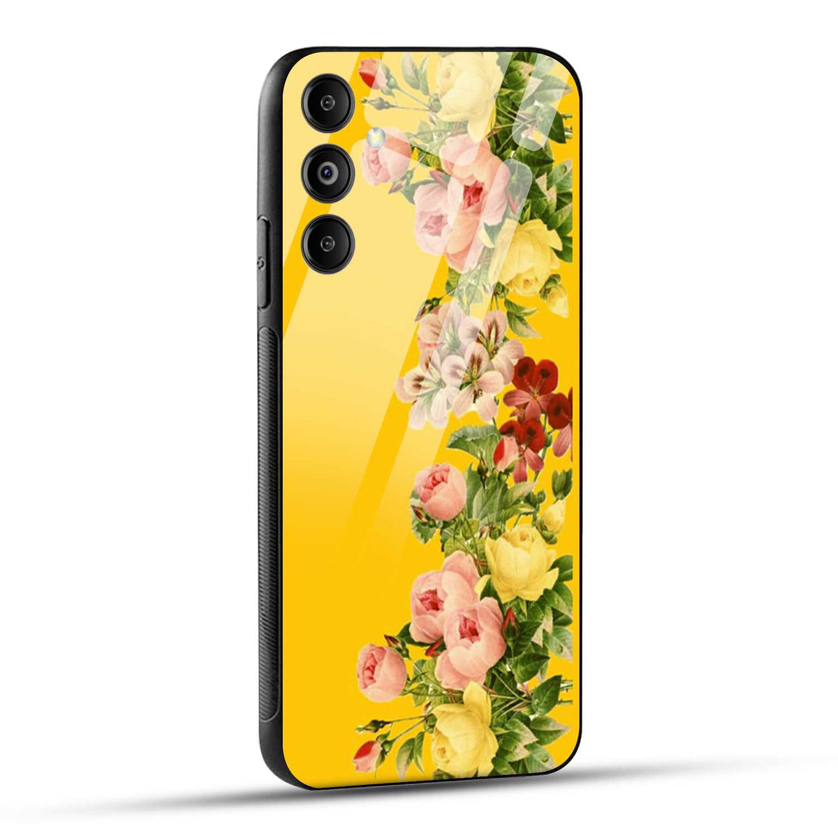 Samsung Galaxy M14 5G Back Cover Yellow Flowers Printed Glass Case