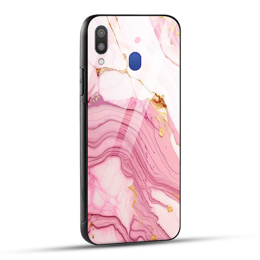 Samsung Galaxy M20 Back Cover Pink Marble Printed Glass Case