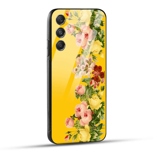 Samsung Galaxy M34 5G Back Cover Yellow Flowers Printed Glass Case