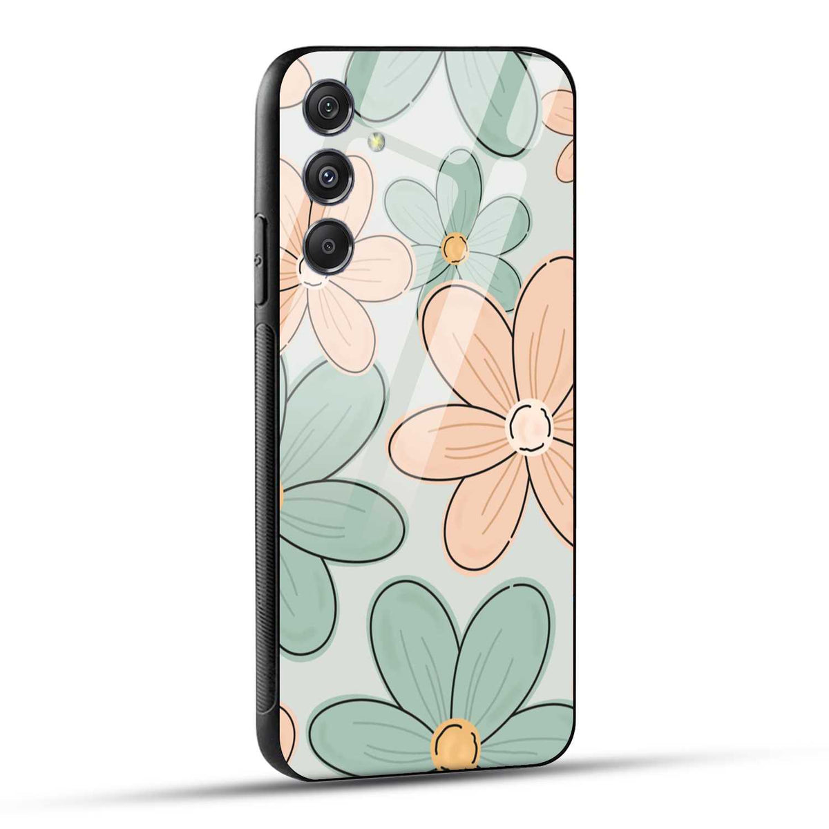 Samsung Galaxy M34 5G Back Cover Aesthetic Flower Printed Glass Case