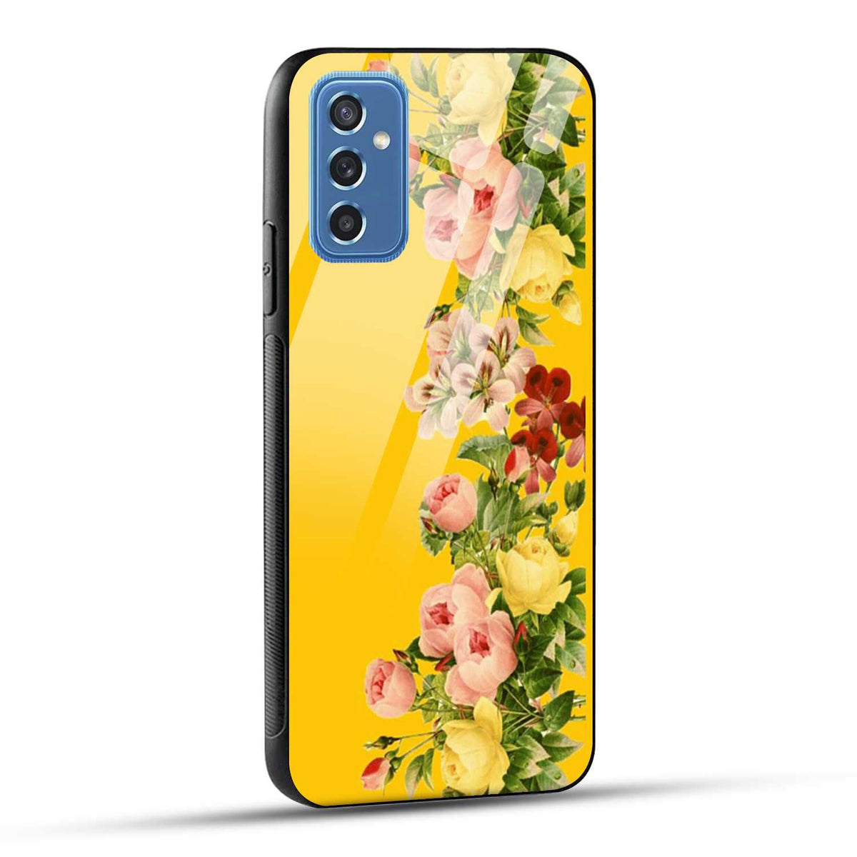 Samsung Galaxy M52 5G Back Cover Yellow Flowers Printed Glass Case
