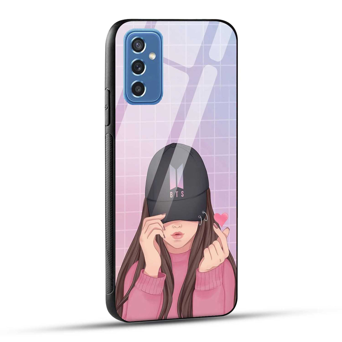 Samsung Galaxy M52 5G Back Cover Cap Girl Printed Glass Case