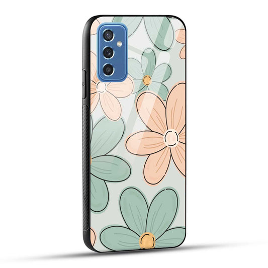 Samsung Galaxy M52 5G Back Cover Aesthetic Flower Printed Glass Case