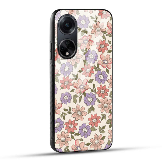 OPPO F23 5G Back Cover Flowers In Retro  Printed Glass Case