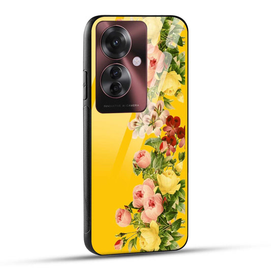 OPPO F25 PRO 5G Back Cover Yellow Flowers Printed Glass Case