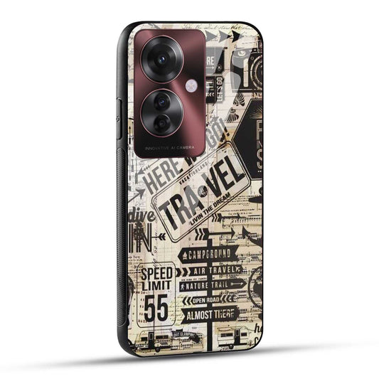OPPO F25 PRO 5G Back Cover Here We Go Travel Printed Glass Case