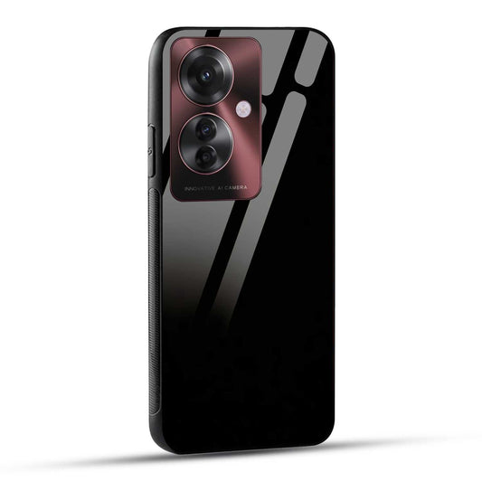 OPPO F25 PRO 5G Back Cover Solid Black Printed Glass Case