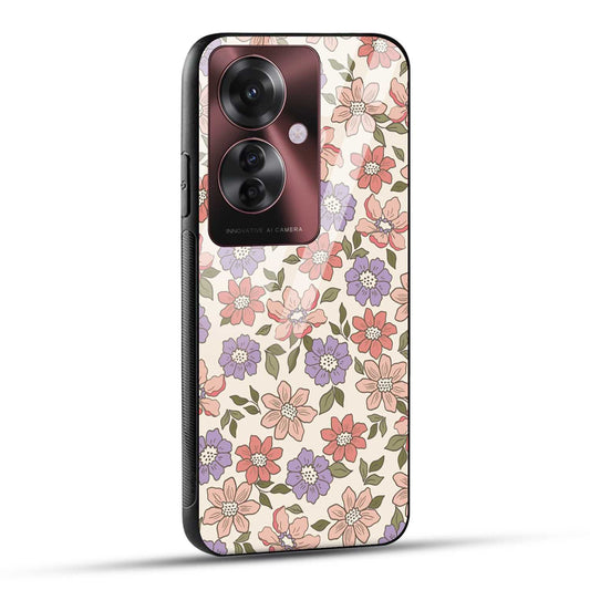 OPPO F25 PRO 5G Back Cover Flowers In Retro  Printed Glass Case
