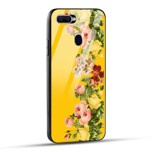 OPPO F9 Back Cover Yellow Flowers Printed Glass Case