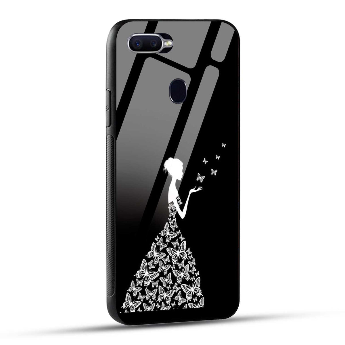 OPPO F9 Back Cover Butterfly Girl Printed Glass Case